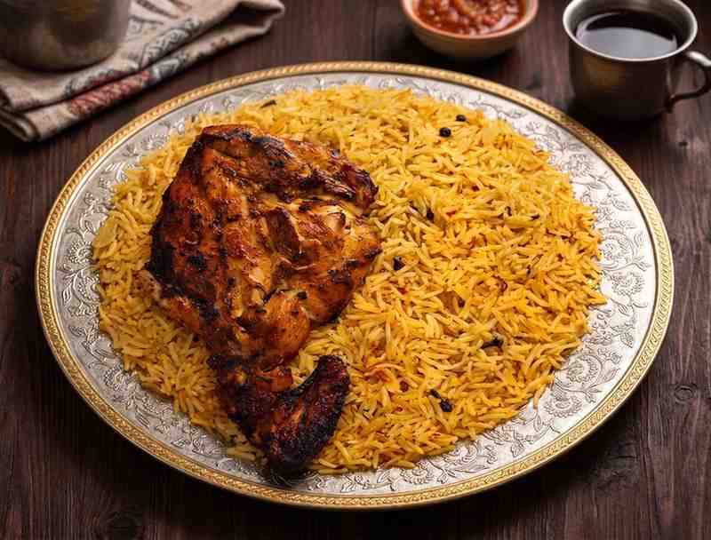 Normal Al Faham Mandi — flame-finished chicken with spiced rice